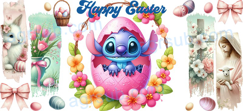 16oz UV DTF Stitch Easter-AC4-1021