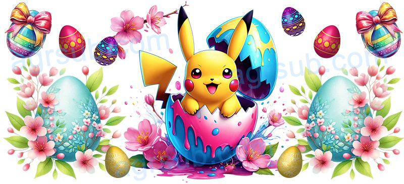 16oz UV DTF Pikachu Bunny Ears Easter-AC4-1177