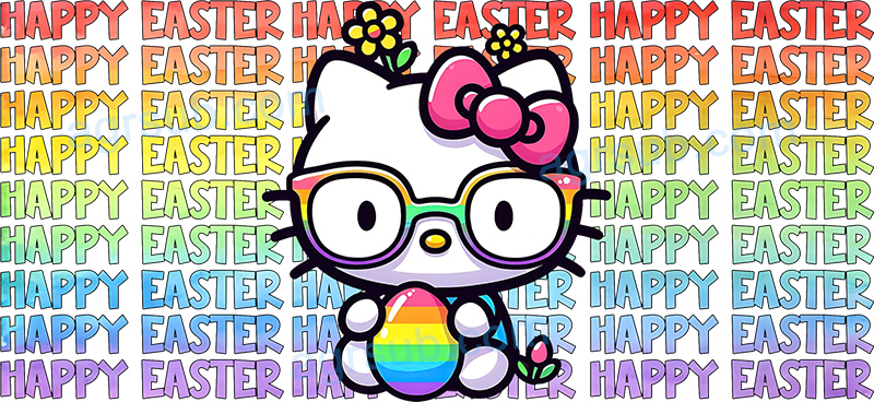 16oz UV DTF Easter Hello Kitty-AC4-5