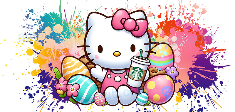16oz UV DTF Easter Hello Kitty-AC4-4