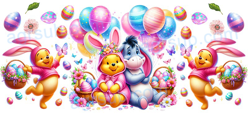 16oz UV DTF Happy Easter Winnie The Pooh-AC4-1199