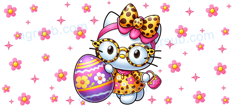 16oz UV DTF Easter Hello Kitty-AC4-1