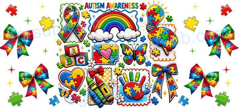 16oz UV DTF Autism Awareness-AH4-1000