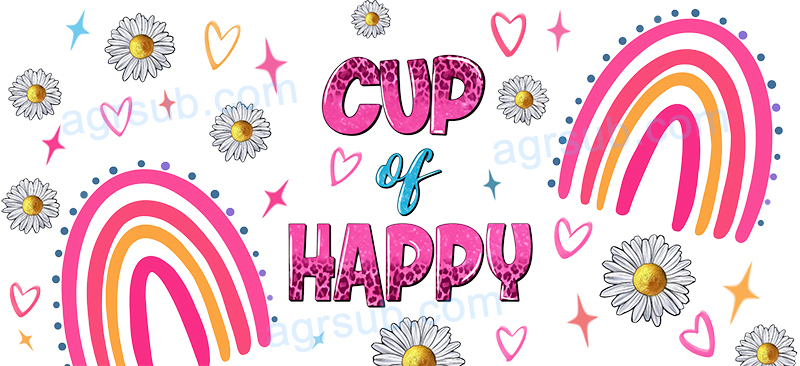 16oz UV DTF Cup of Happy Daisy-AH4-111