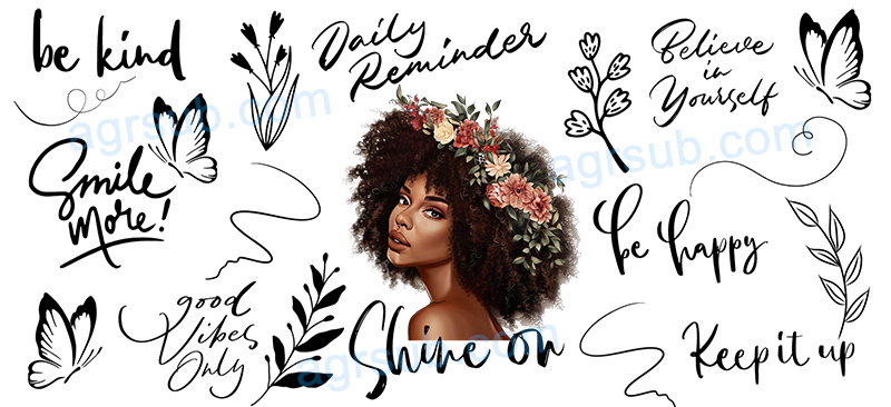 16oz UV DTF Positive Quote Black Girl-AH4-16