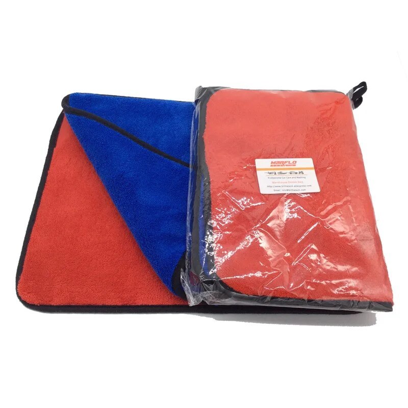 MARFLO Blue Red 1000gSM Car Wash Microfiber Cloth Towel Car Paint Gloss Seal