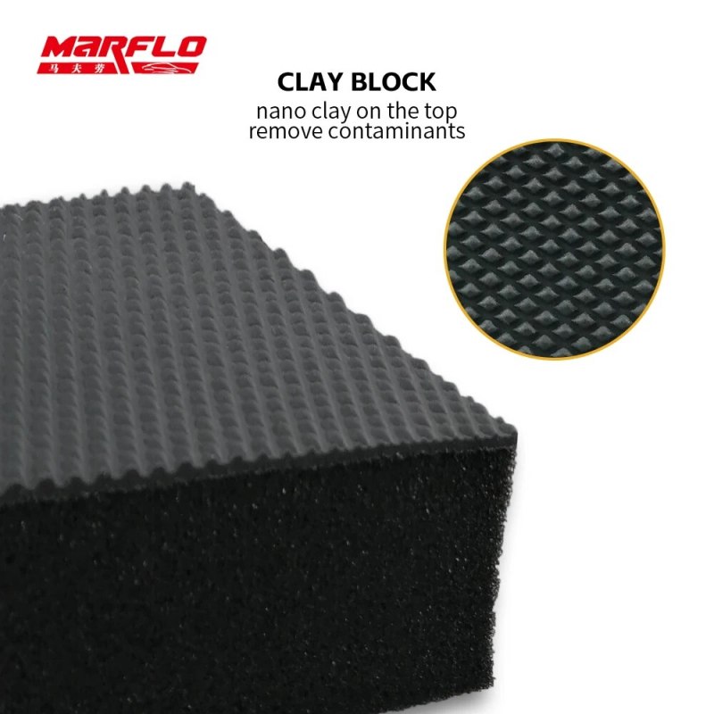 Marflo Car Washing Cleaner Magic Clay Bar Block Sponge Clay Removal Contaminants Before Paint Wax Ceramic Coating