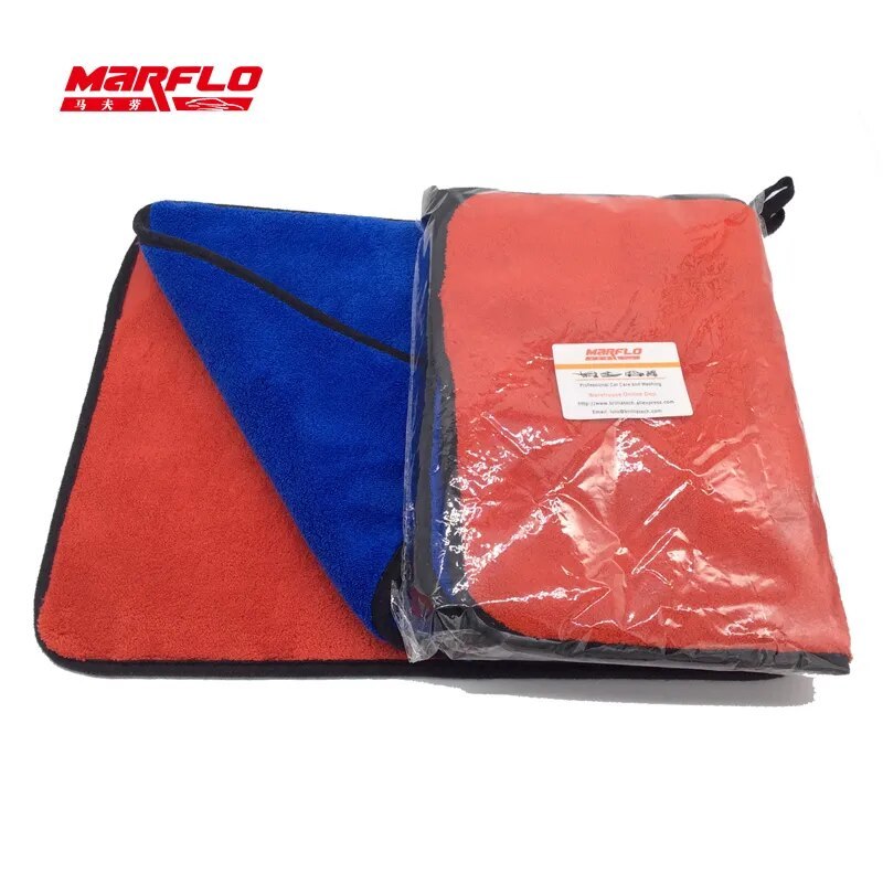 Microfiber Towel Cloth 1000gsm Car Care Wash Blue Red 2pcs in one polybag