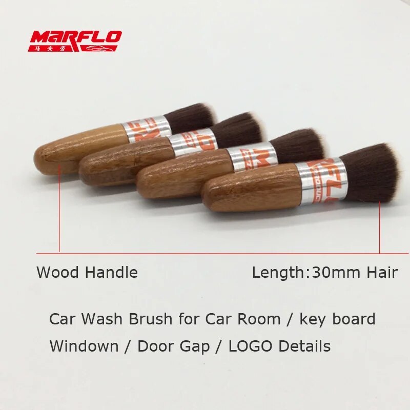 Marflo Car Wash Wood Long Hair Brush Window Leaves Blinds Cleaning Tools Cleaner Keyboard Dust Collector Auto Air Condition