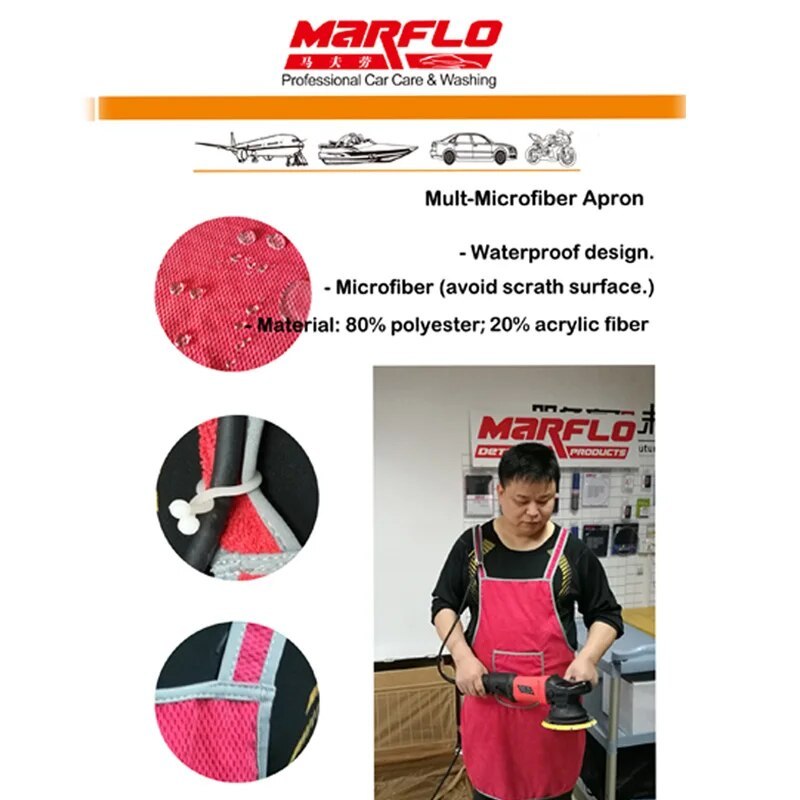 MARFLO Car Wash Care Microfiber Apron Waterproof Professional Detail Auto Cleaning Apron Accpet Customable Brilliatech