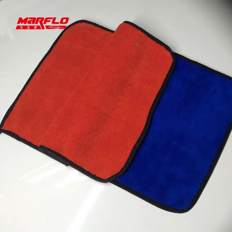 MARFLO Blue Red 1000gSM Car Wash Microfiber Cloth Towel Car Paint Gloss Seal