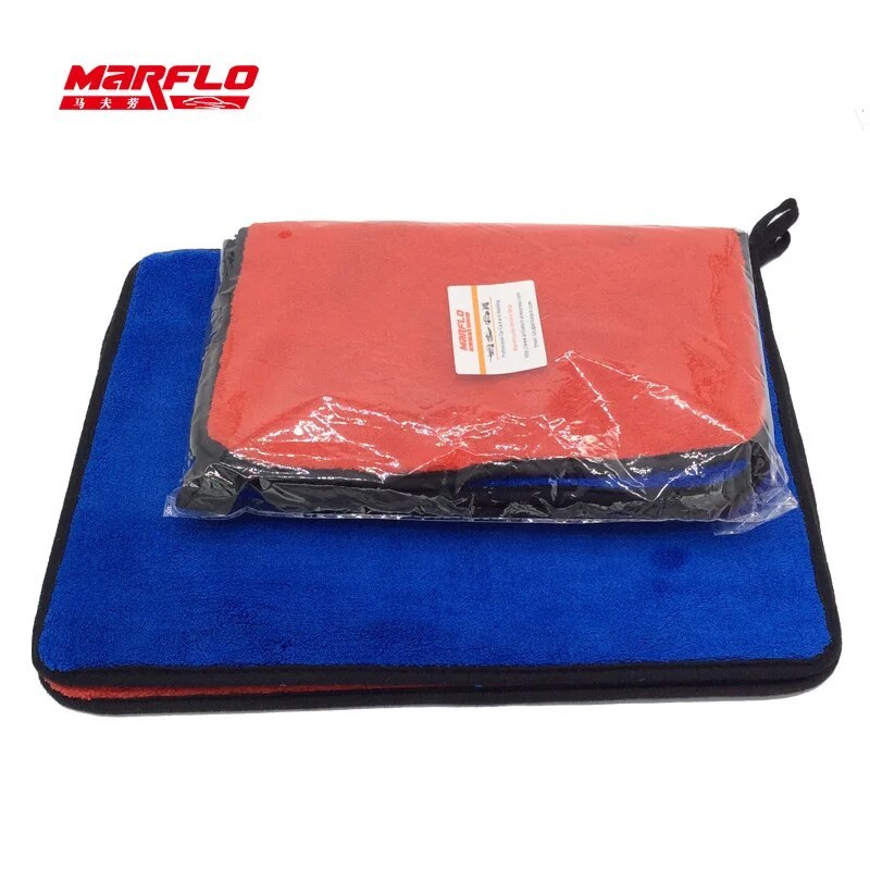 MARFLO Blue Red 1000gSM Car Wash Microfiber Cloth Towel Car Paint Gloss Seal