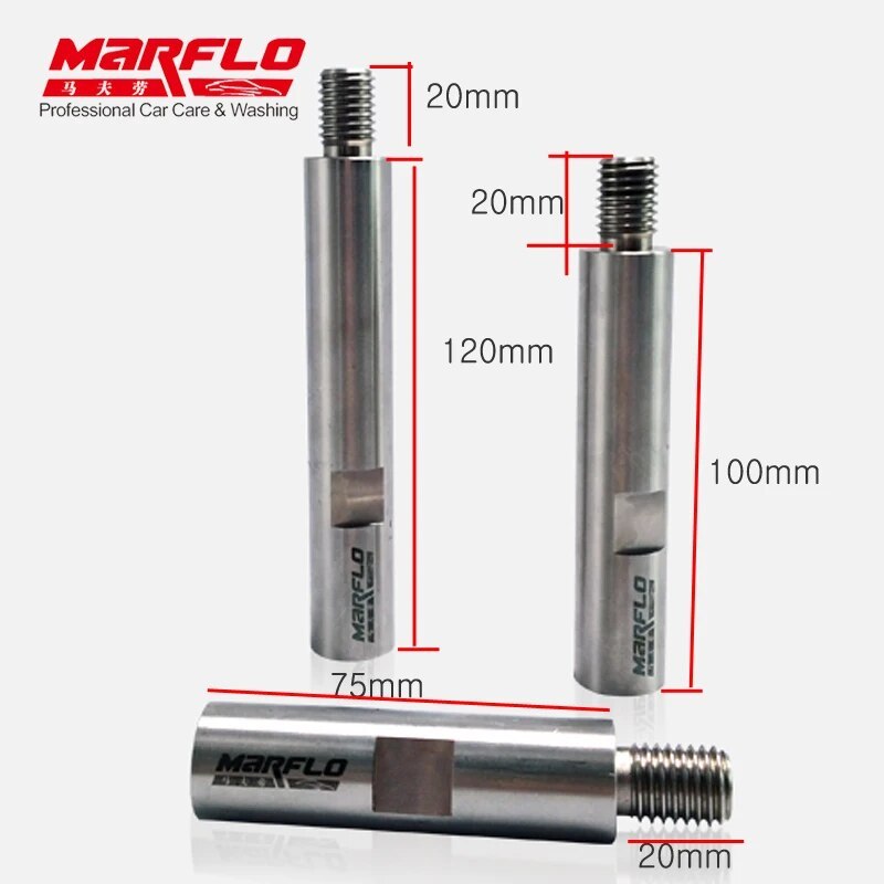 MARFLO Stainless Steel M14 Rotary Polisher Extension Shaft for Car Care Polishing Accessories Tools Auto Detailing