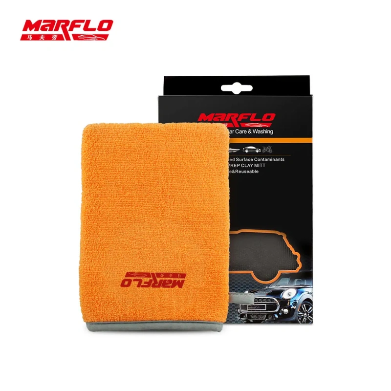 Marflo Car Washing Magic Clay Mitt Sponge Microfiber Glove Auto Cleaner With High Quality Clay Blue Red Orange