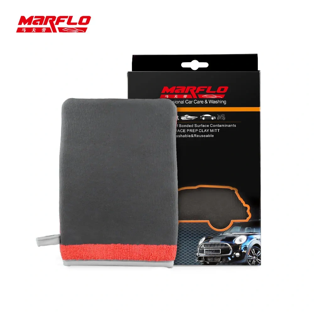 Marflo Car Washing Magic Clay Mitt Sponge Microfiber Glove Auto Cleaner With High Quality Clay Blue Red Orange