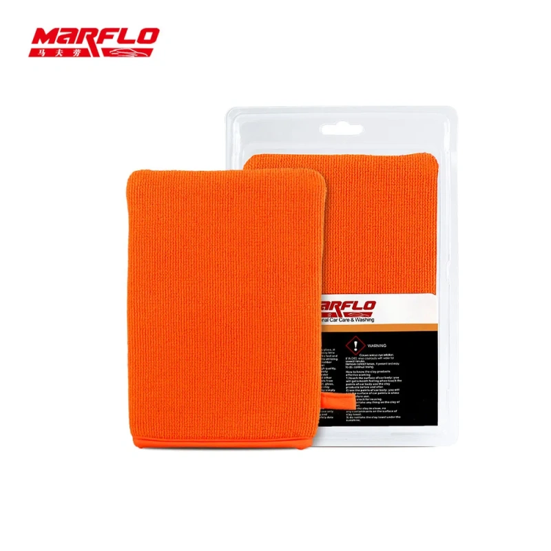 Marflo Car Washing Magic Clay Mitt Sponge Microfiber Glove Auto Cleaner With High Quality Clay Blue Red Orange