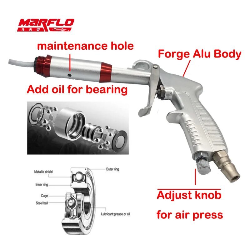 BT-7007A MARFLO Car Wash Gun Tornado Aluminium Alloy Air Regulator Clean Tornado Steel Bearing High Qaulity by Brilliatech