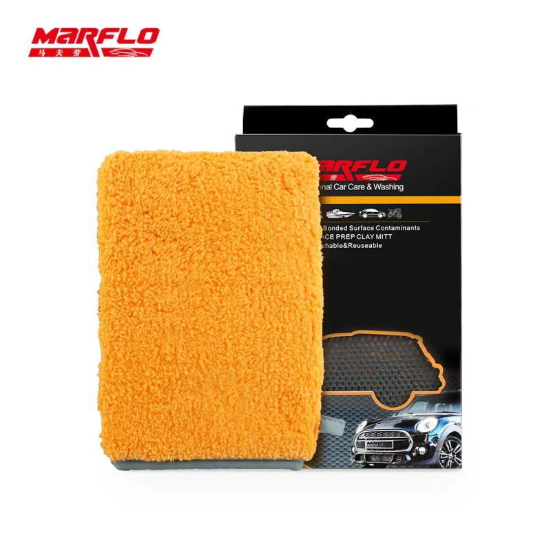 Marflo Car Washing Magic Clay Mitt Sponge Microfiber Glove Auto Cleaner With High Quality Clay Blue Red Orange