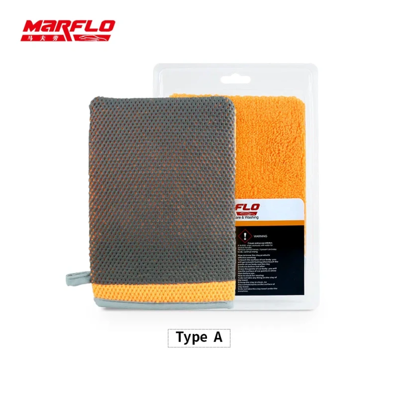 Marflo Car Washing Magic Clay Mitt Sponge Microfiber Glove Auto Cleaner With High Quality Clay Blue Red Orange