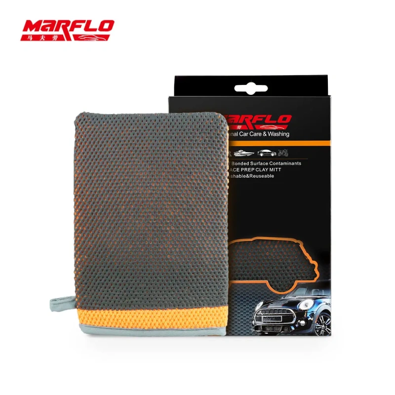 Marflo Car Washing Magic Clay Mitt Sponge Microfiber Glove Auto Cleaner With High Quality Clay Blue Red Orange
