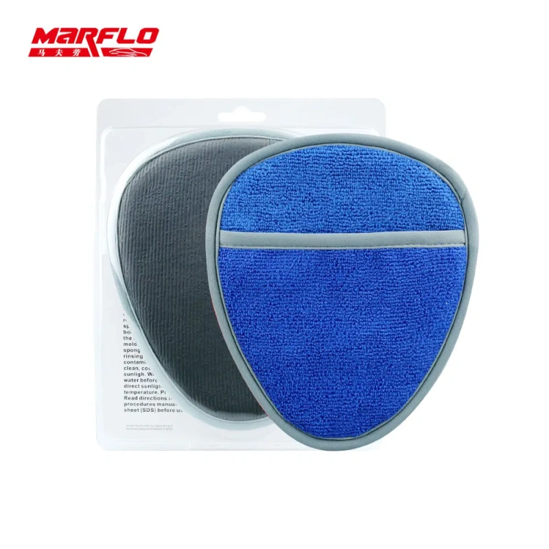 Marflo Car Wash Tools Cleaning Microfiber Glove Magic Clay Mitt Cloth Towel Auto Detailing Eraser Sponge Clay Bar Pad