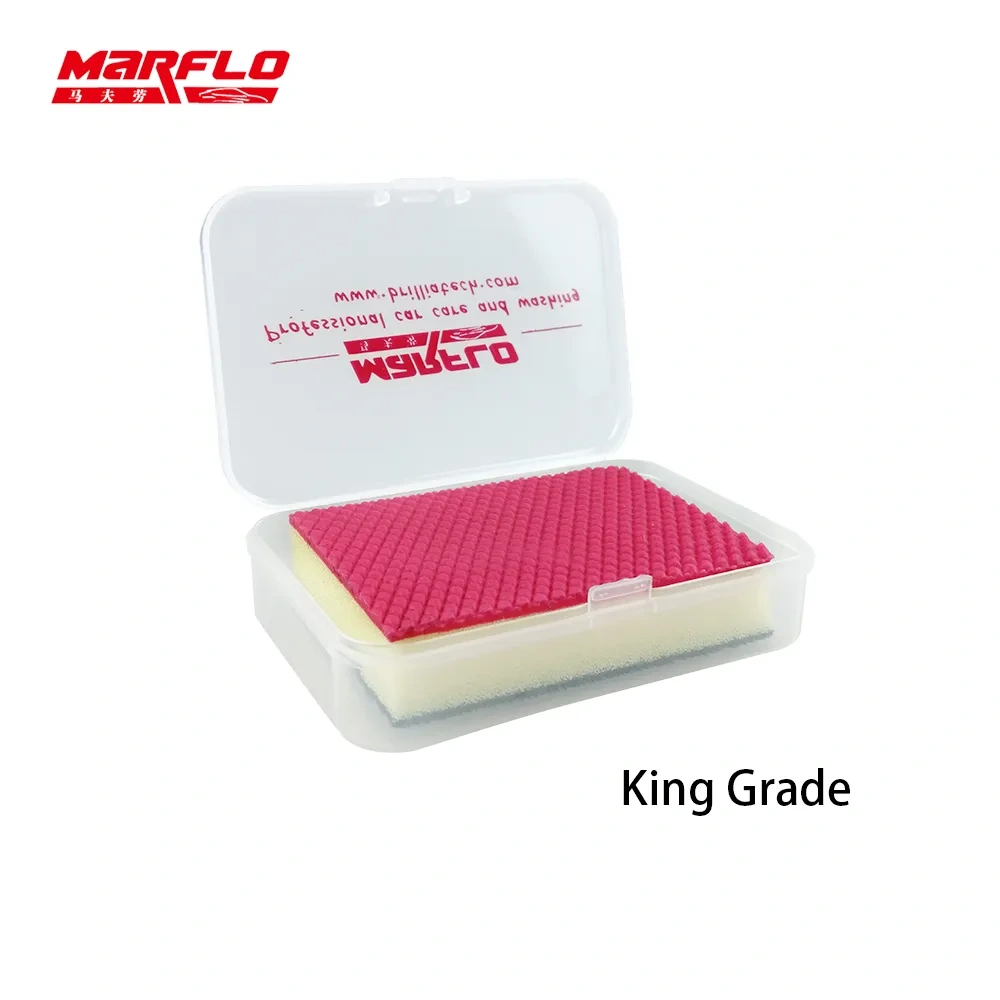 2pcs MARFLO Magic Clay Bar Block Car Wash Care Cleaning Detailing Wax Applicator Sponge Pad Towel Tools Paint Repair