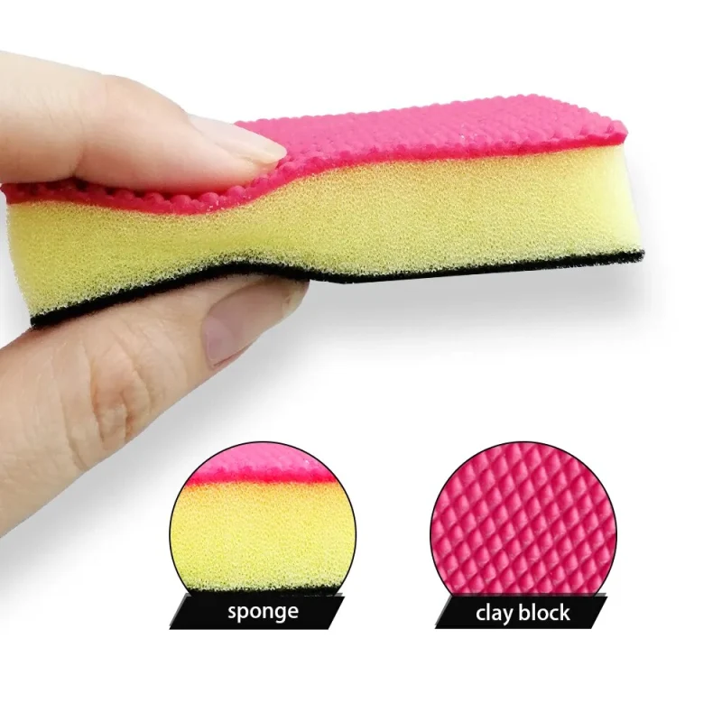 2pcs MARFLO Magic Clay Bar Block Car Wash Care Cleaning Detailing Wax Applicator Sponge Pad Towel Tools Paint Repair
