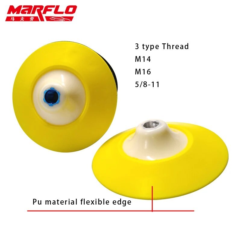 Marflo Car Wash Plate Backing Pad with Polishing Sponge Pad 6"  Thread M14 M16 5/8-11 Flexible Polishing Pad