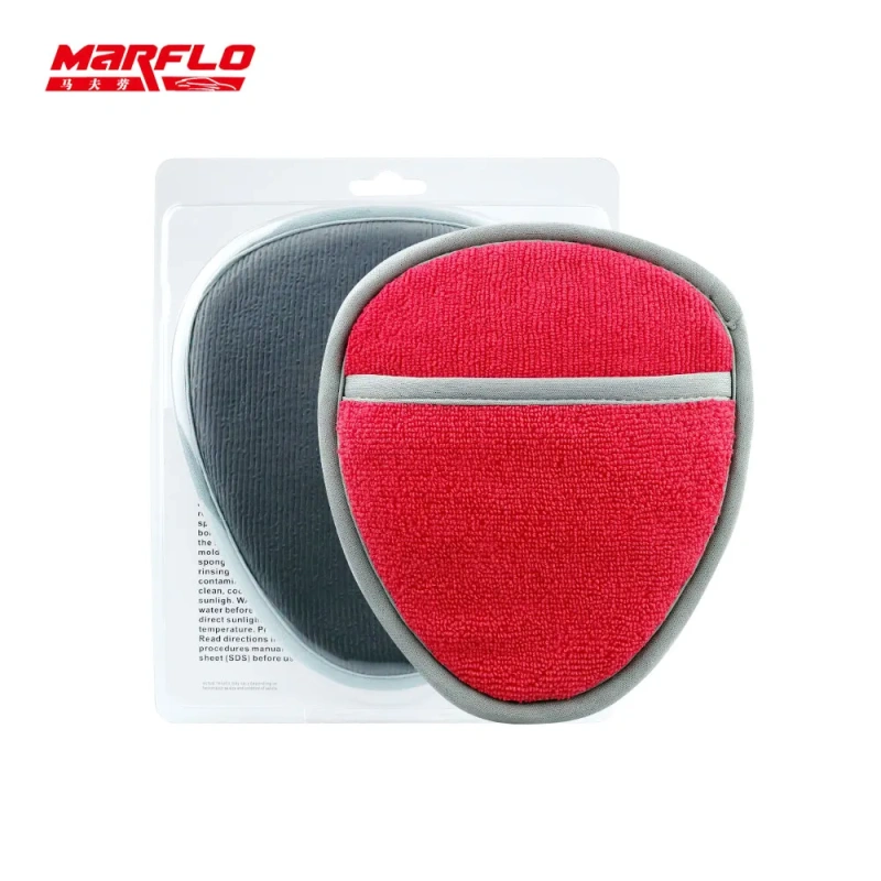 Marflo Car Wash Tools Cleaning Microfiber Glove Magic Clay Mitt Cloth Towel Auto Detailing Eraser Sponge Clay Bar Pad