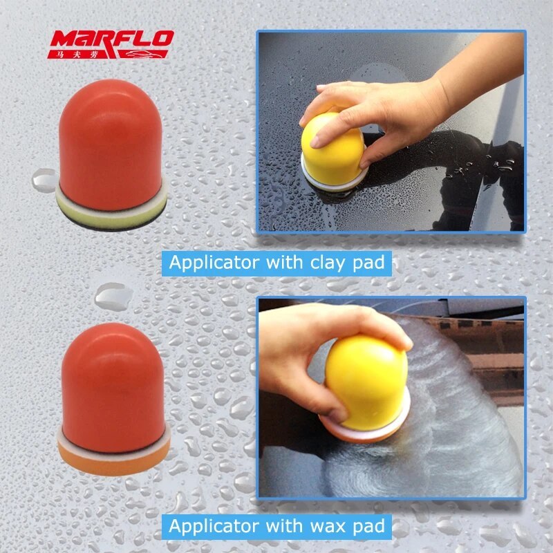 Marflo Car Pain Care Sponge Brush Magic Clay Bar Clean Brush Wax Sponge Applicator Speedy Surface Prep 3 Plus 1