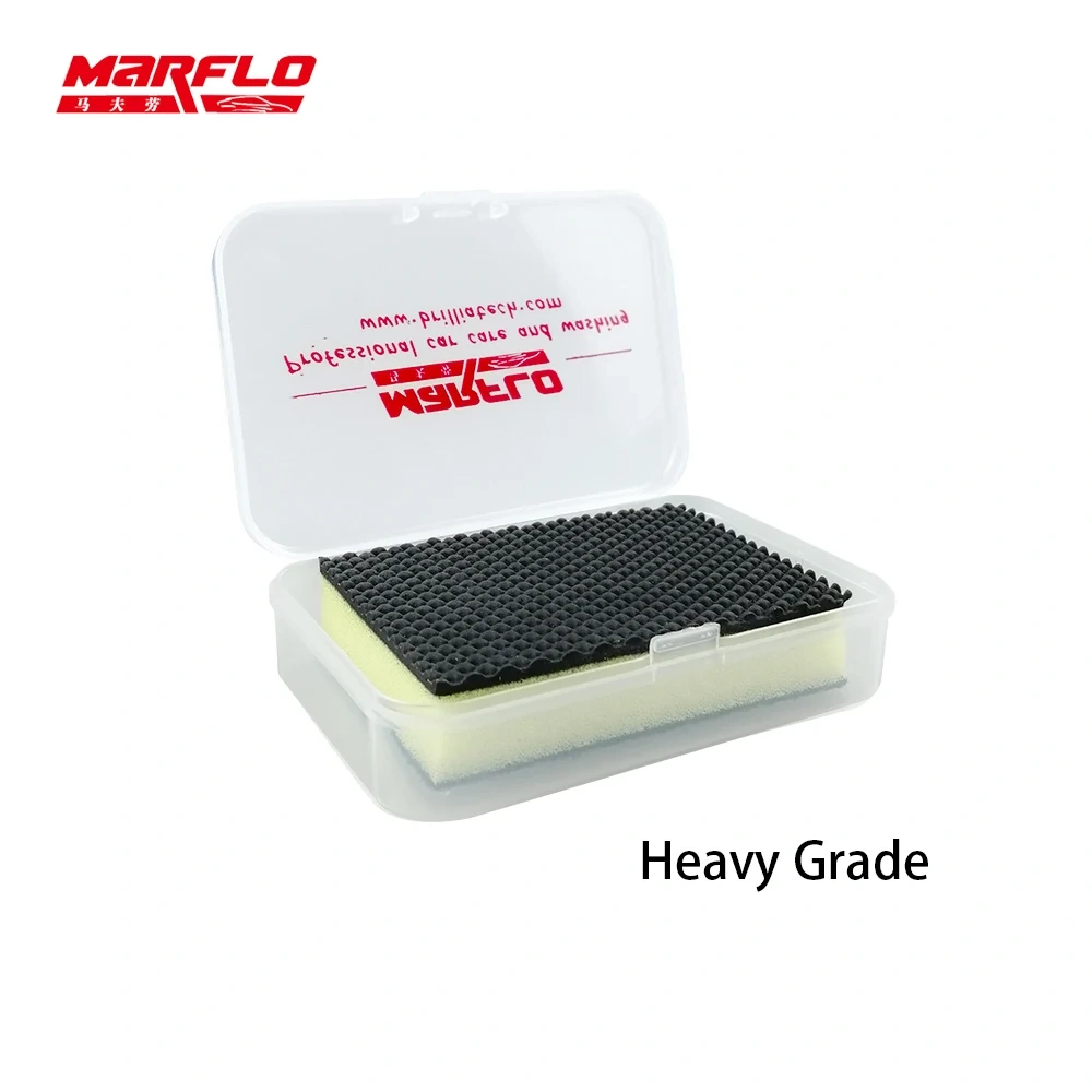 2pcs MARFLO Magic Clay Bar Block Car Wash Care Cleaning Detailing Wax Applicator Sponge Pad Towel Tools Paint Repair
