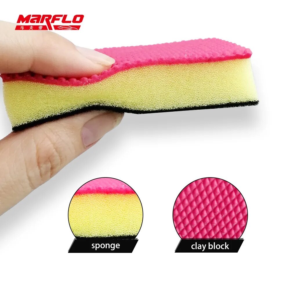 3pcs Magic Clay Bar Block Car Wash Care Cleaning Detailing Wax Applicator Sponge Pad Towel Tools Paint Repair MARFLO