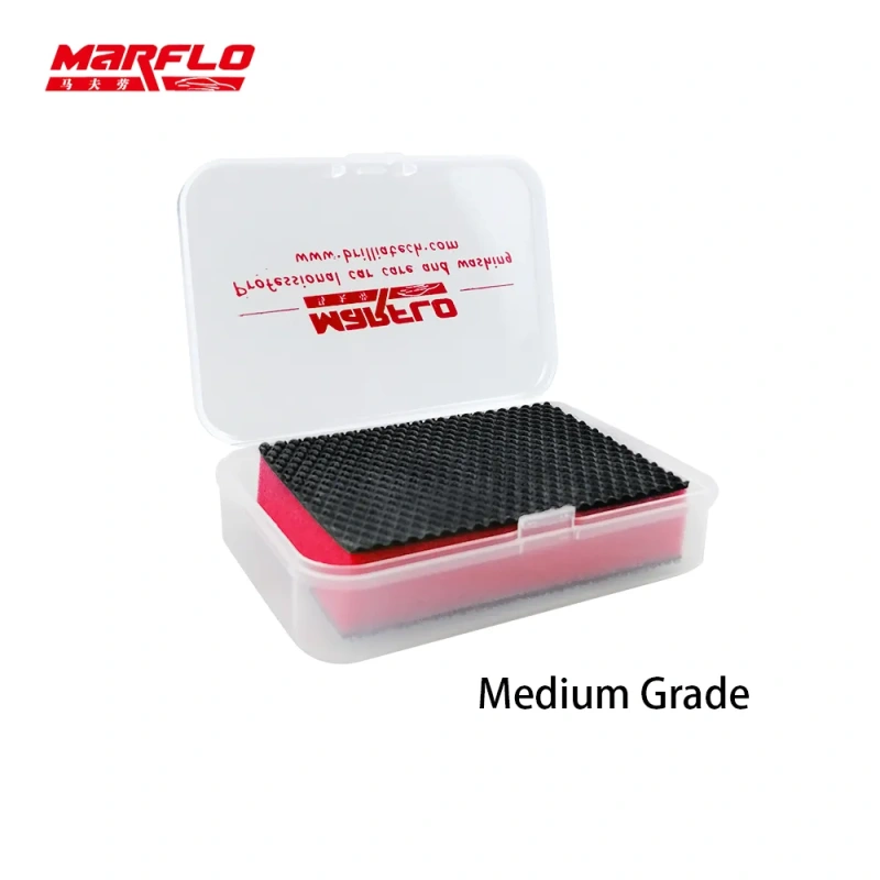2pcs MARFLO Magic Clay Bar Block Car Wash Care Cleaning Detailing Wax Applicator Sponge Pad Towel Tools Paint Repair