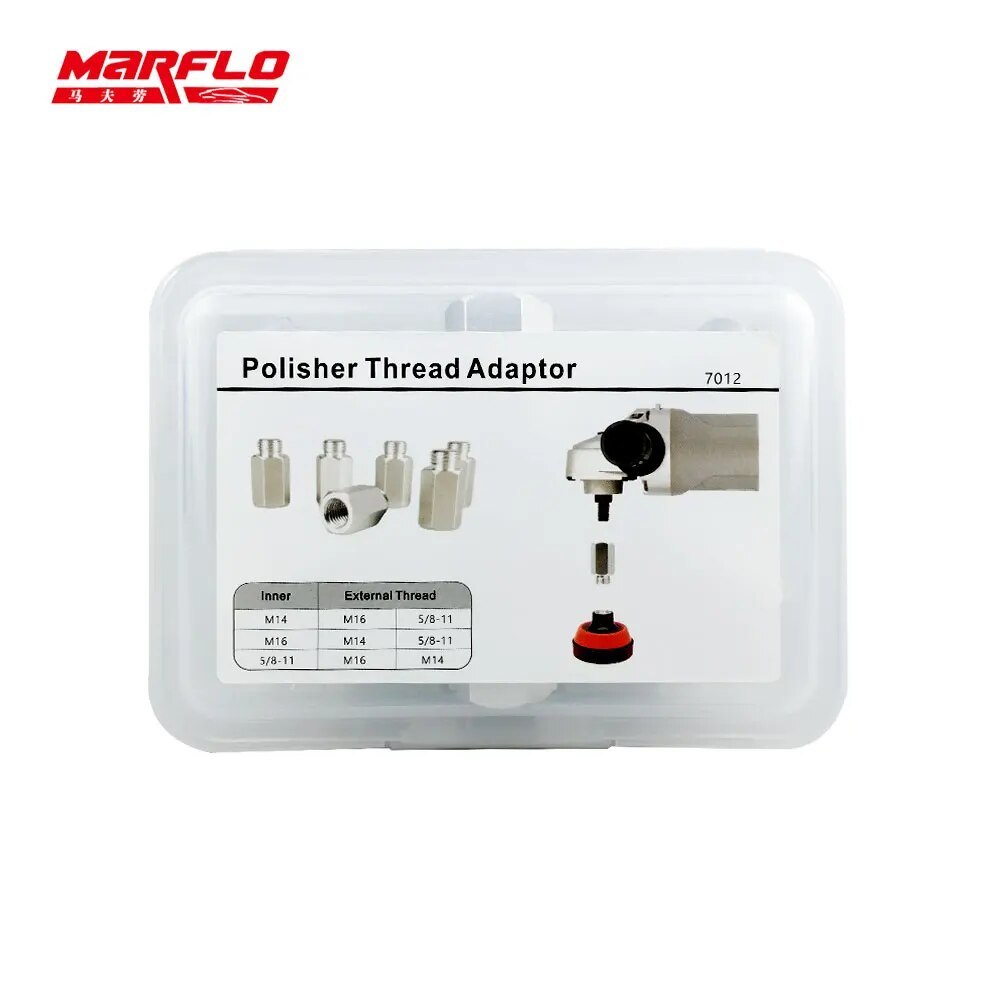 MARFLO Polisher Thread Car Care Extension Shaft M14 M16 Rotary Clean Washer Extension Rod Set Bar Auto Detailing Backing Plate