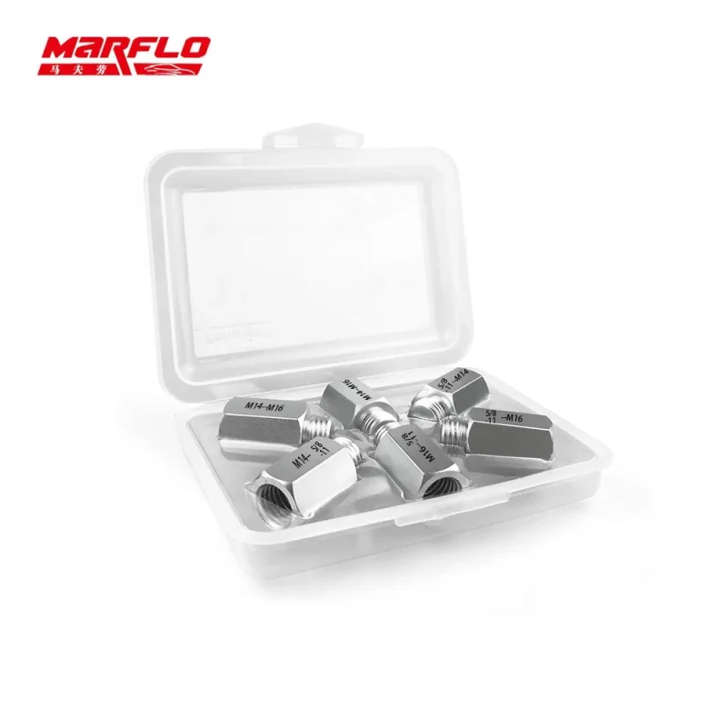 MARFLO Polisher Thread Car Care Extension Shaft M14 M16 Rotary Clean Washer Extension Rod Set Bar Auto Detailing Backing Plate