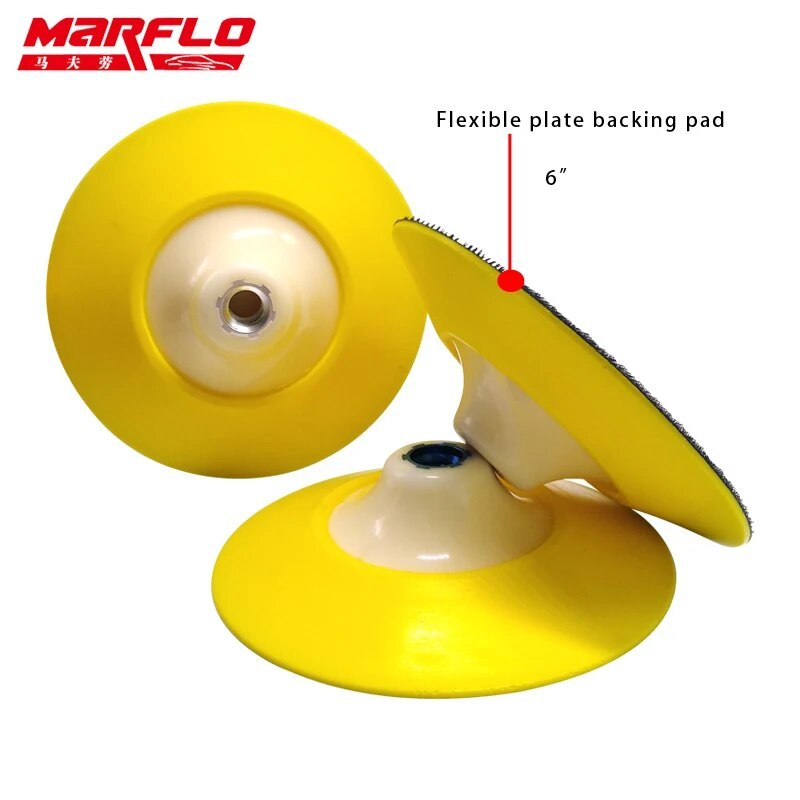Marflo Car Wash Plate Backing Pad with Polishing Sponge Pad 6"  Thread M14 M16 5/8-11 Flexible Polishing Pad