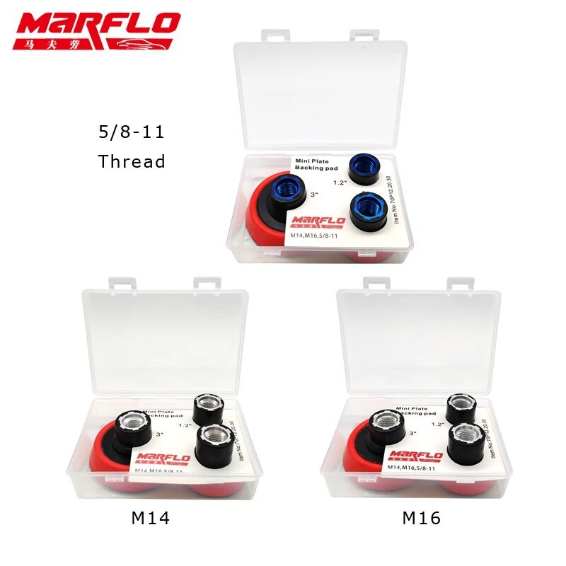 Marflo Sanding Backing Pad Plate Backing Pad M14 Thread M16 5/8-11 T1.2" 2" 3" 3size in one Package BT-70P123