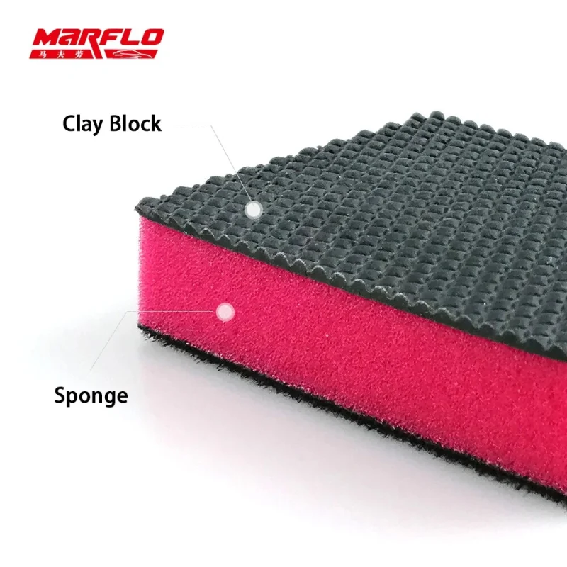 2pcs MARFLO Magic Clay Bar Block Car Wash Care Cleaning Detailing Wax Applicator Sponge Pad Towel Tools Paint Repair