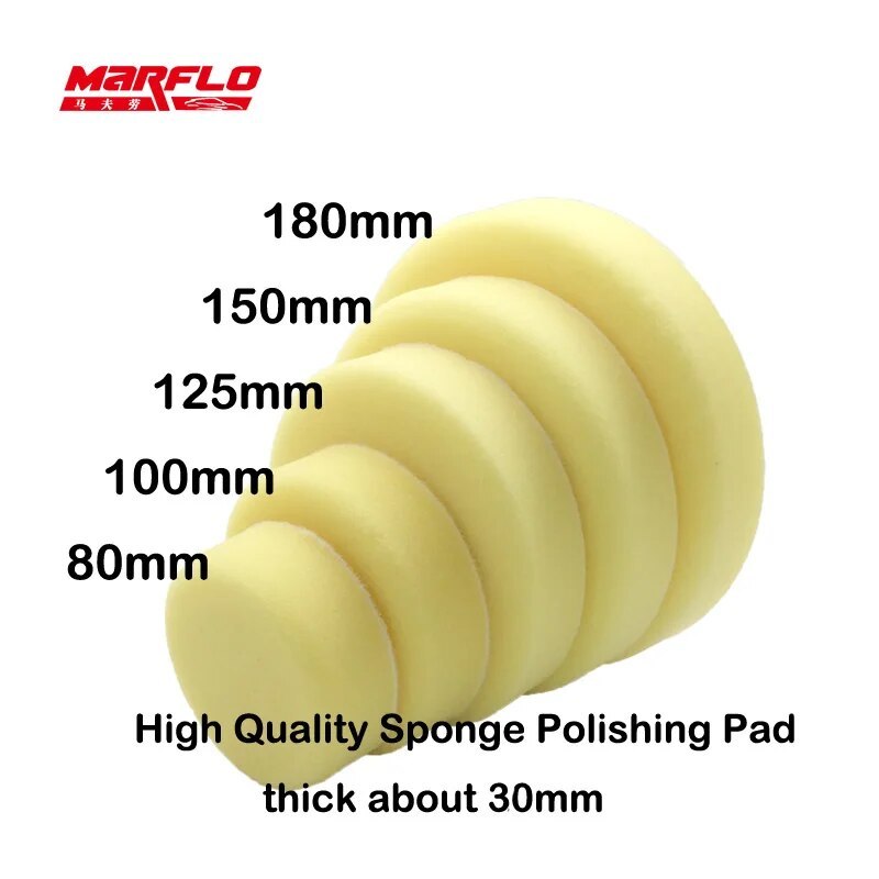 Marflo Sponge Polishing Pad Dual Action Buff Heavy Medium Fine Grade 180mm 150mm 125mm 100mm 80mm