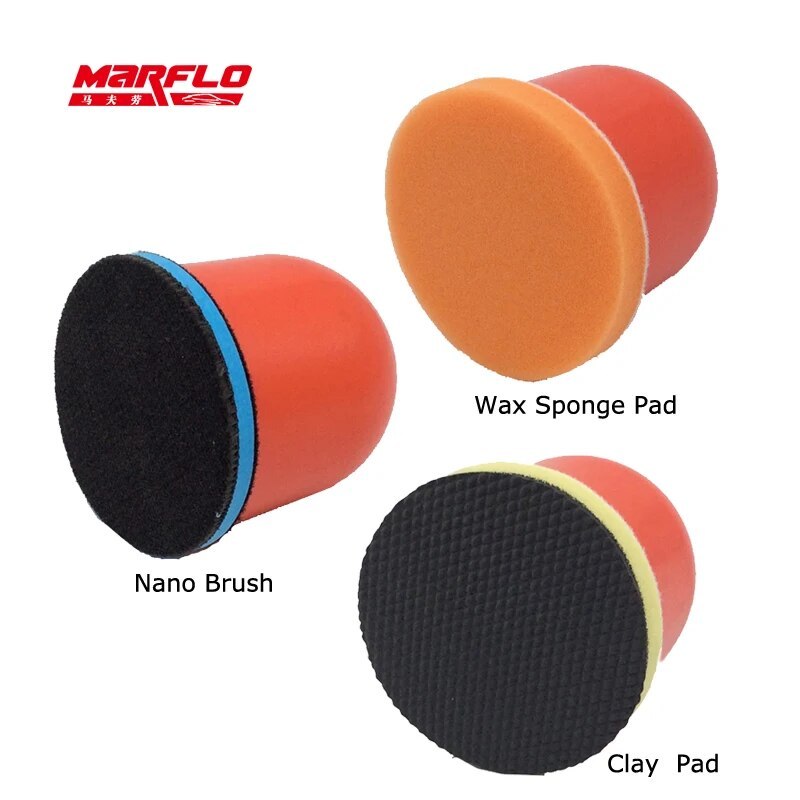 Marflo Car Pain Care Sponge Brush Magic Clay Bar Clean Brush Wax Sponge Applicator Speedy Surface Prep 3 Plus 1