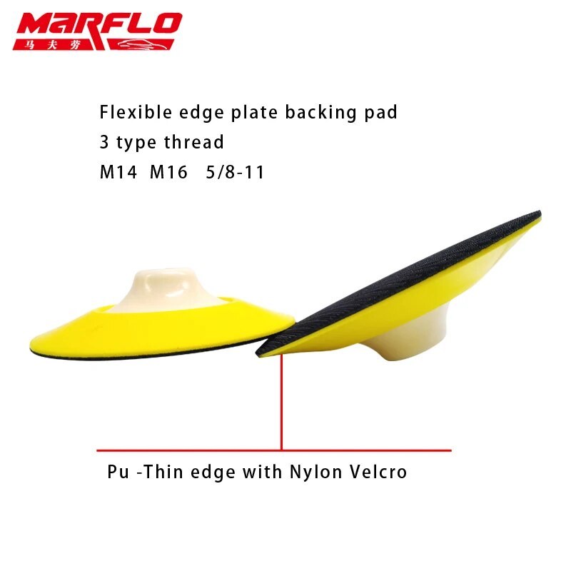 Marflo Car Wash Plate Backing Pad with Polishing Sponge Pad 6"  Thread M14 M16 5/8-11 Flexible Polishing Pad