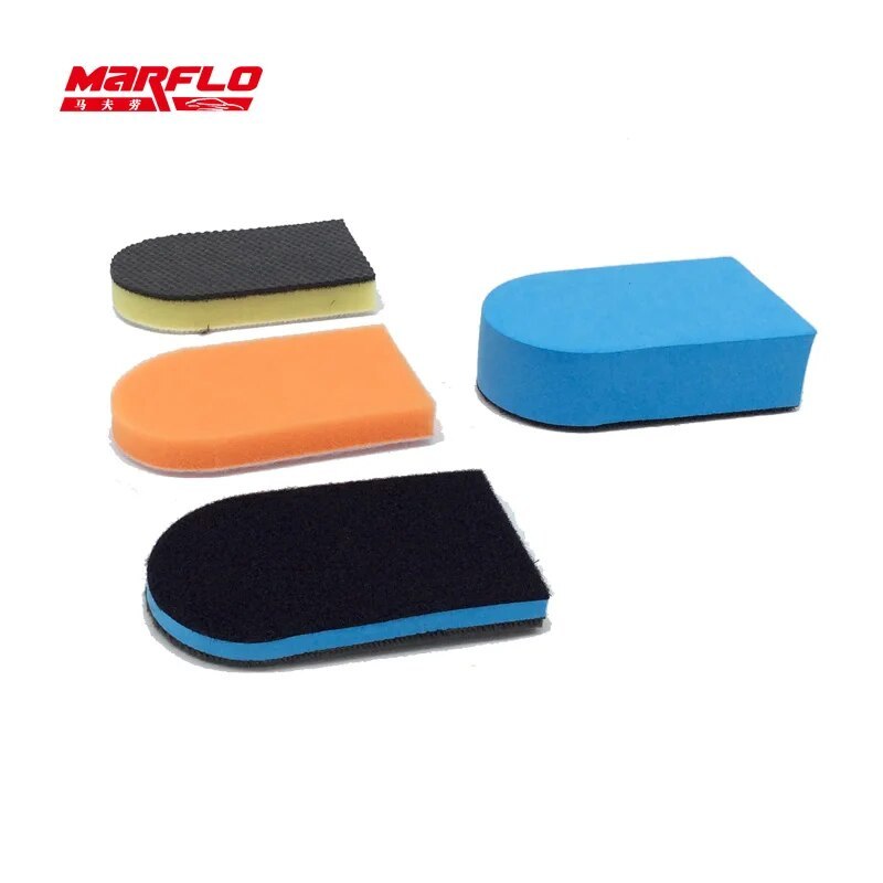 Marflo Nano Clean Detailing Brush Car Wash Mud Magic Clay Pad Wax Sponge Block With Applicator 3 Plus 1 Made By Brilliatech