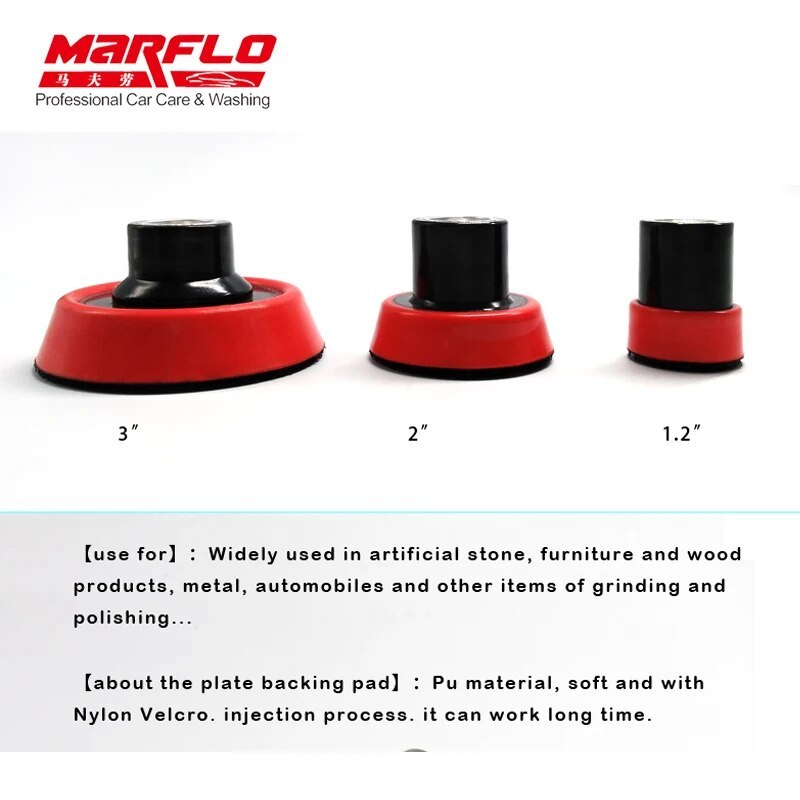 MARFLO Plate Backing Pad Sponge Polishing Car Wash and Care Tools M14 1.2" 2" 3" 3size in One Package