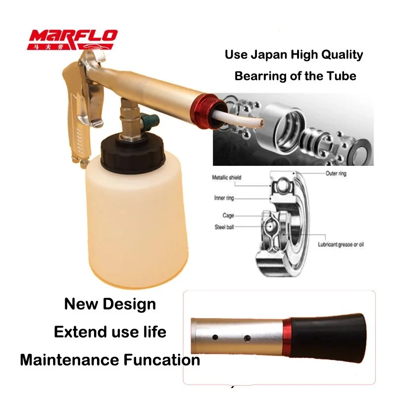Marflo Car Washer Torna dor Japanese Stainless Steel Bearring Tube Tornado Gun to Car Care Maintenance Water Gun Snow Foam Lance