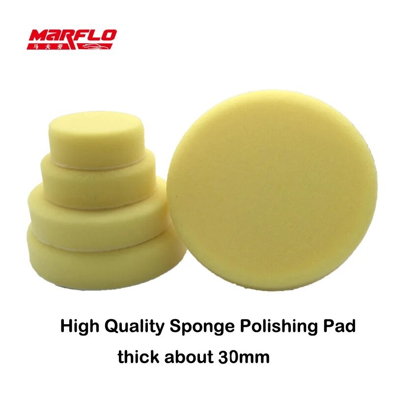 MARFLO Sponge Polishing Pad Dual Action Pad Sponge Buff Polish Pad Heavy Medium Fine Grade 7" 6" 5" 4" 3" Size
