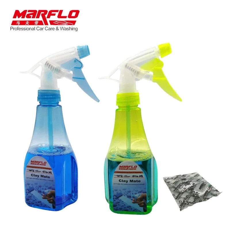 MARFLO Car Paint Cleaner Magic Clay Bar Lubricant  a Bottle with 2pcs Clay Mate Tablet work with Magic Clay Mitt Towel Pad Bar