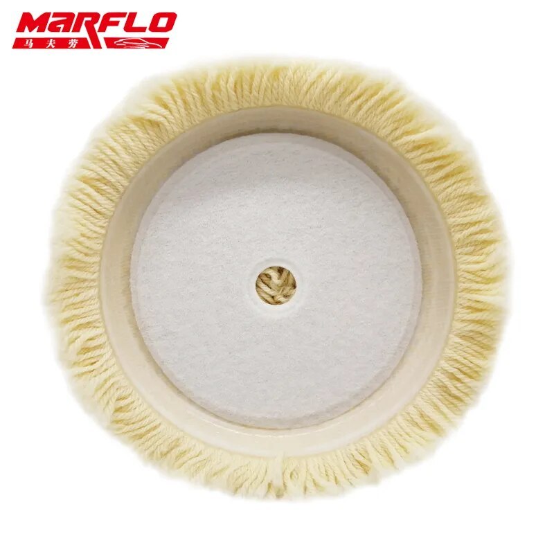 Marflo 8" inch Soft Wool Polishing Buffing Pad for Scratch Removal with Wax Car Compounds Auto Polisher