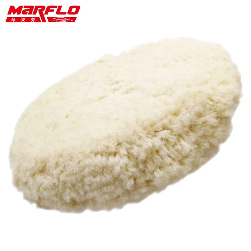 Marflo 8" inch Soft Wool Polishing Buffing Pad for Scratch Removal with Wax Car Compounds Auto Polisher