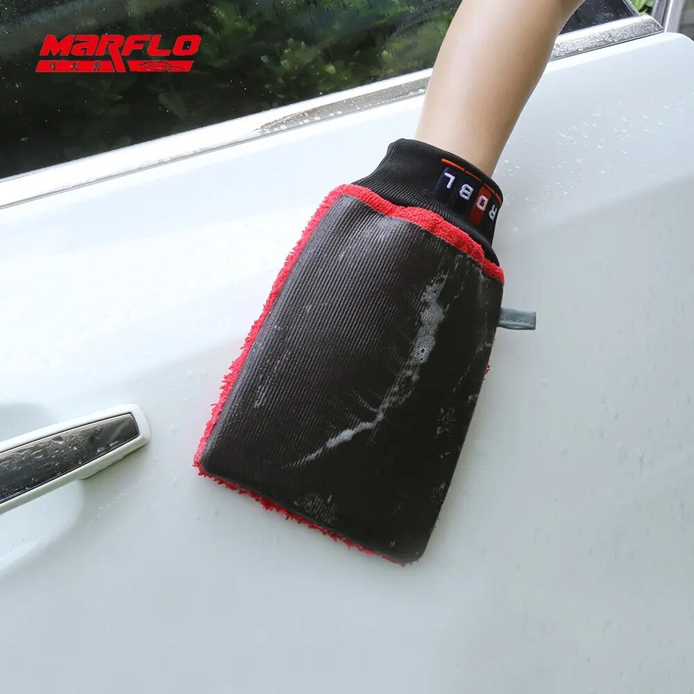 Bulk Sale Marflo Car Wash Glove With Cuff Magic Clay Mitt Microfiber Magic Clay Bar On The Glove And Mitt For Paint Care