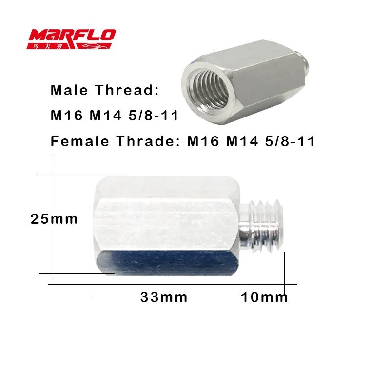 MARFLO M14 Rotary Polisher Extension Shaft for Car Care Polishing Accessories Tools Auto Detailing Backing Plate Pad